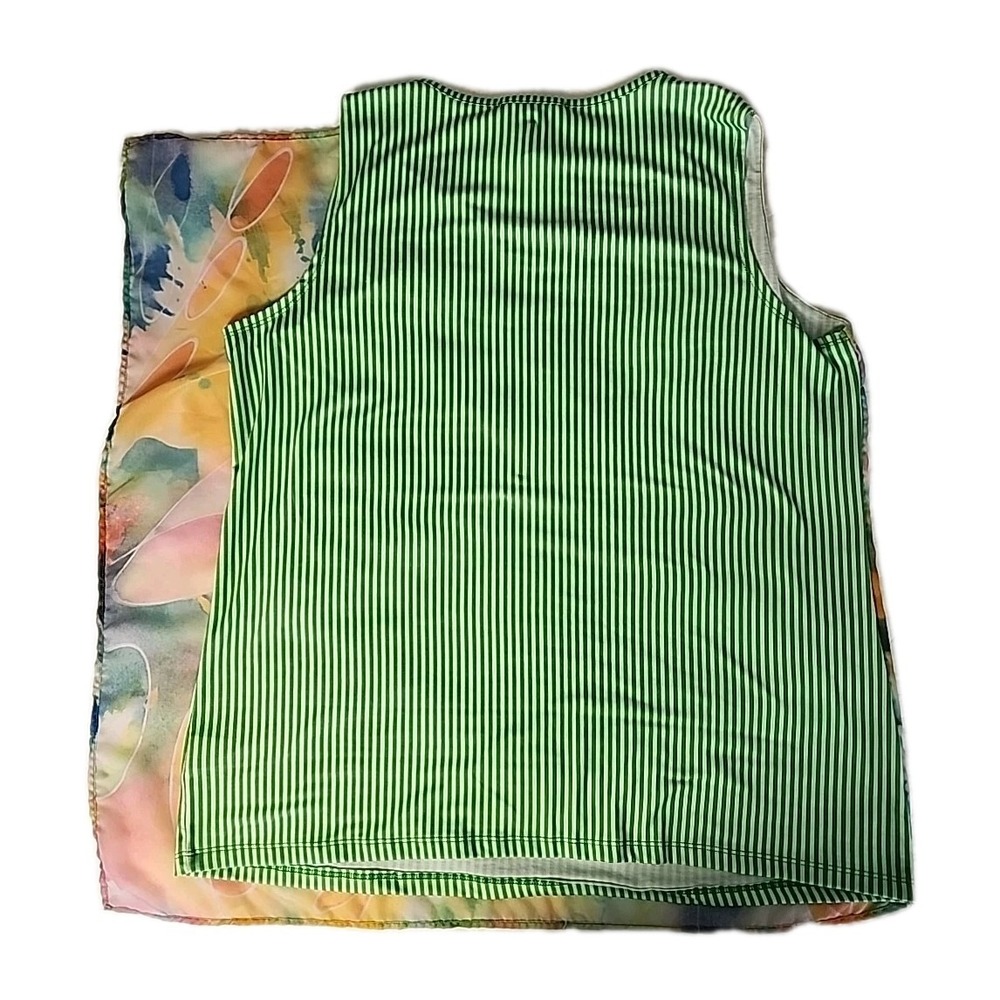 Dawn Davis Women's Large Watercolor Sleeveless Blouse Art-2-Wear Butterfly Bling - Picture 8 of 9
